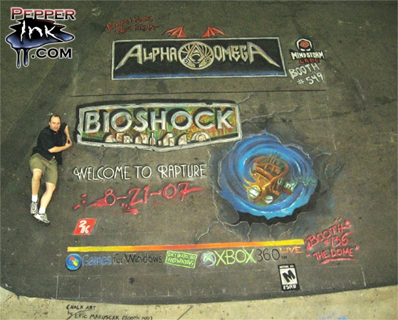 Read more about the article Wizard World Chicago 2007 Bioshock Chalk Art Mural