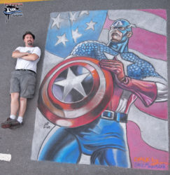 Read more about the article Chalk Recreation of Luke Ross Captain America Artwork