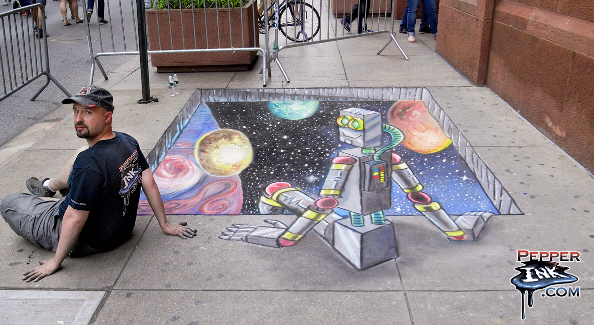 Read more about the article World Science Festival Photos – 3D Chalk Art Robot