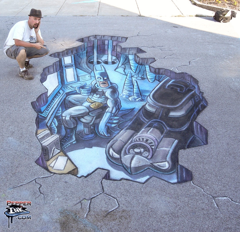 You are currently viewing 3D Batman Chalk Art at the Sweet Chalk Festival, Lockport NY