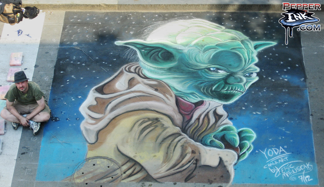 You are currently viewing Star Wars Chalk Art featuring Yoda