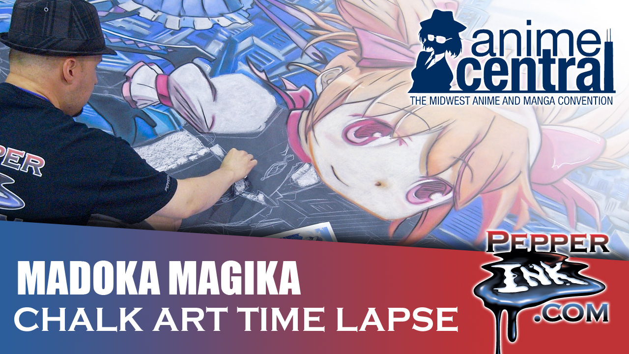 Madoka Magica Anime Chalk Art Time Lapse