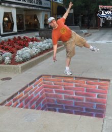 Chalk Art 3D Brick Hole