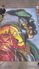 Chalk Art Alex Ross Avengers with Iron Man, Thor and Hulk