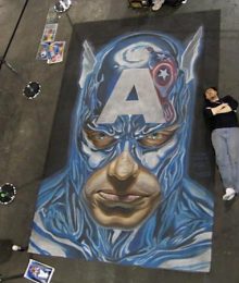 Chalk Art Alex Ross Captain America at the New York Comic Con