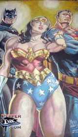 Chalk Art Batman, Wonder Woman and Superman at Wizard World Philadelphia