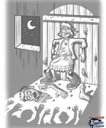 grandma trapped by zombies cartoon