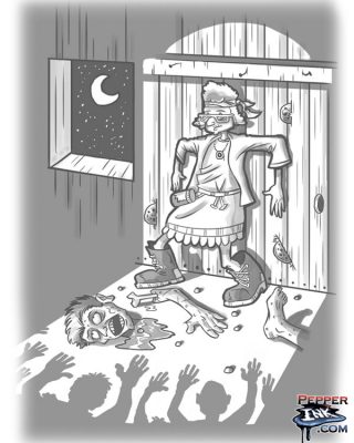 grandma trapped by zombies cartoon
