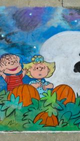 Chalk Art Linus, Sally and The Great Pumpkin (Snoopy)