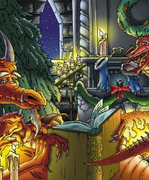 Dragons by Yule side fire cartoon