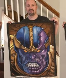Hellboy, Thanos and Wolverine Chalk Art on canvas