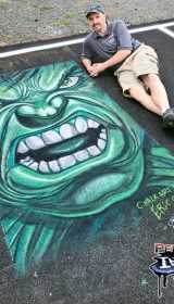 Chalk Art of Incredible Hulk Face - original art by Dale Keown