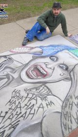 Chalk Art Jared Leto Joker from Suicide Squad