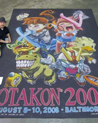 Chalk Art cute anime characters at Otakon 2008