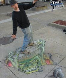 Chalk Art 3D Monster