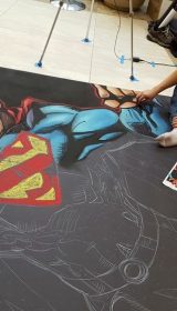 chalk art of Superman from DC Comics