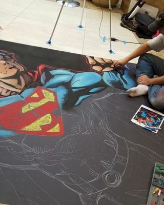 chalk art of Superman from DC Comics
