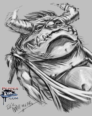 horned monster digital sketch