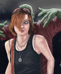 girl with zombie digital painting