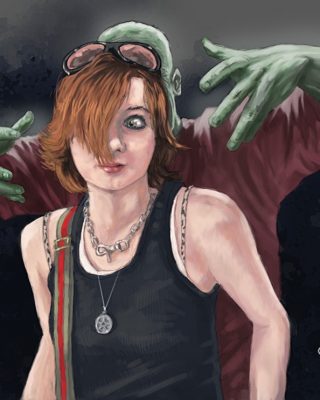 girl with zombie digital painting