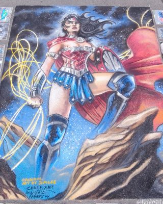 Chalk art of Jim Lee Wonderwoman