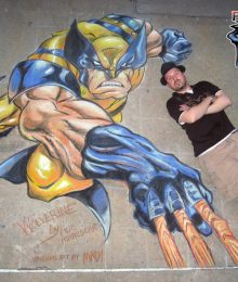 Joe Madureira chalk art Wolverine from the X-Men