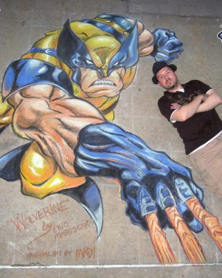 Joe Madureira chalk art Wolverine from the X-Men