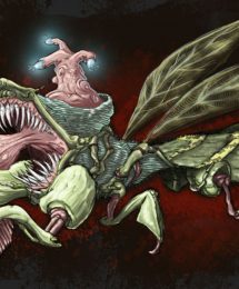Sightless screaming monster insect creature illustration