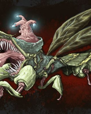 Sightless screaming monster insect creature illustration